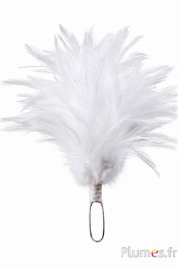 Federbusch Hahn mit Bügel - Höhe 20 cm - weiss